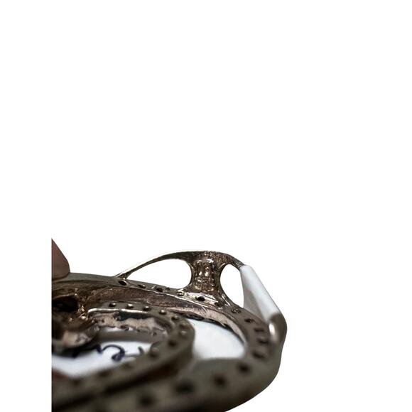 Sterling Silver Heart Pendant with Black Rhinestones and Cubic Zirconia - Picture 5 of 5